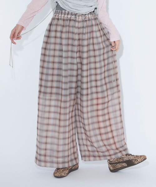 BEAMS BOY（ビームスボーイ）の「maturely / ボイル チェック ワイド イージー（その他パンツ・レディース・ブラウン/ピンク・ONE SIZE）」の19枚目の写真