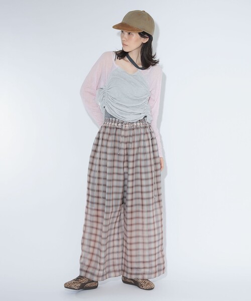 BEAMS BOY（ビームスボーイ）の「maturely / ボイル チェック ワイド イージー（その他パンツ・レディース・ブラウン/ピンク・ONE SIZE）」の20枚目の写真