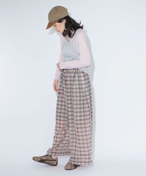 BEAMS BOY（ビームスボーイ）の「maturely / ボイル チェック ワイド イージー（その他パンツ・レディース・ブラウン/ピンク・ONE SIZE）」の21枚目の写真