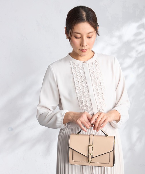 GALLORIA（ギャローリア）の「【洗濯機で洗える】チビフリルブラウス（シャツ/ブラウス・レディース・ライトグレー/ライトブルー/ホワイト・L/LL/M/S）」の2枚目の写真