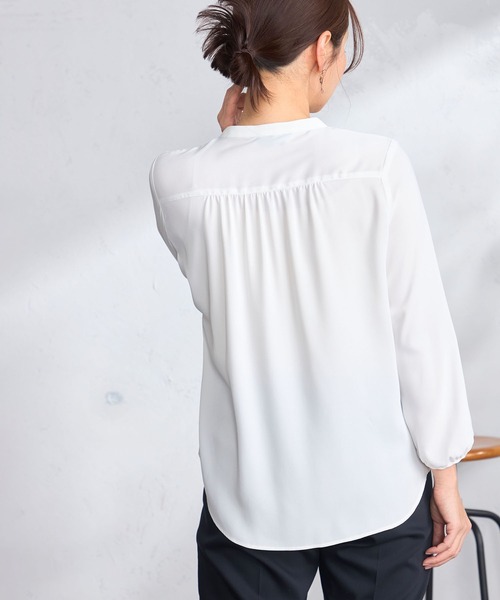 GALLORIA（ギャローリア）の「【洗濯機で洗える】チビフリルブラウス（シャツ/ブラウス・レディース・ライトグレー/ライトブルー/ホワイト・L/LL/M/S）」の5枚目の写真