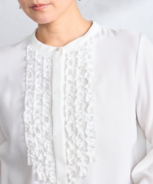 GALLORIA（ギャローリア）の「【洗濯機で洗える】チビフリルブラウス（シャツ/ブラウス・レディース・ライトグレー/ライトブルー/ホワイト・L/LL/M/S）」の15枚目の写真