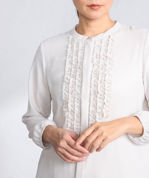 GALLORIA（ギャローリア）の「【洗濯機で洗える】チビフリルブラウス（シャツ/ブラウス・レディース・ライトグレー/ライトブルー/ホワイト・L/LL/M/S）」の14枚目の写真