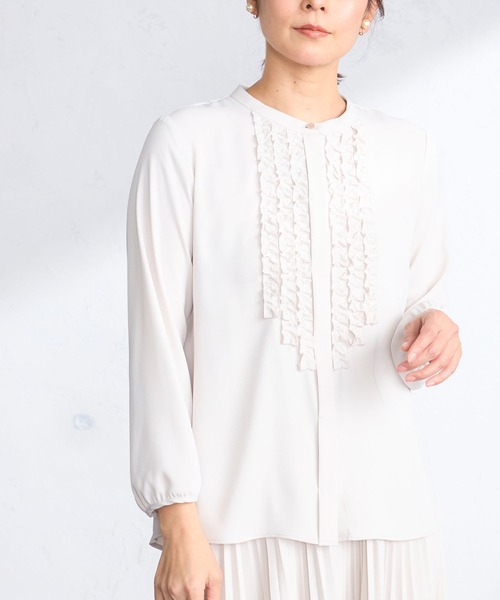 GALLORIA（ギャローリア）の「【洗濯機で洗える】チビフリルブラウス（シャツ/ブラウス・レディース・ライトグレー/ライトブルー/ホワイト・L/LL/M/S）」の13枚目の写真