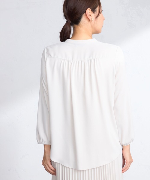 GALLORIA（ギャローリア）の「【洗濯機で洗える】チビフリルブラウス（シャツ/ブラウス・レディース・ライトグレー/ライトブルー/ホワイト・L/LL/M/S）」の12枚目の写真