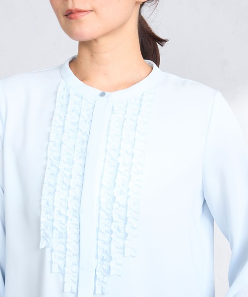 GALLORIA（ギャローリア）の「【洗濯機で洗える】チビフリルブラウス（シャツ/ブラウス・レディース・ライトグレー/ライトブルー/ホワイト・L/LL/M/S）」の9枚目の写真