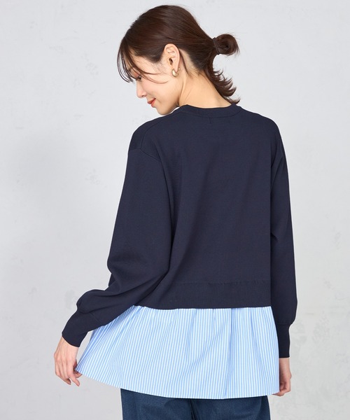 GALLORIA(ギャローリア)の「異素材レイヤード風ニット(ニット/セーター・レディース・ネイビー/ライトグリーン・L/LL/M/S)」の8枚目の写真