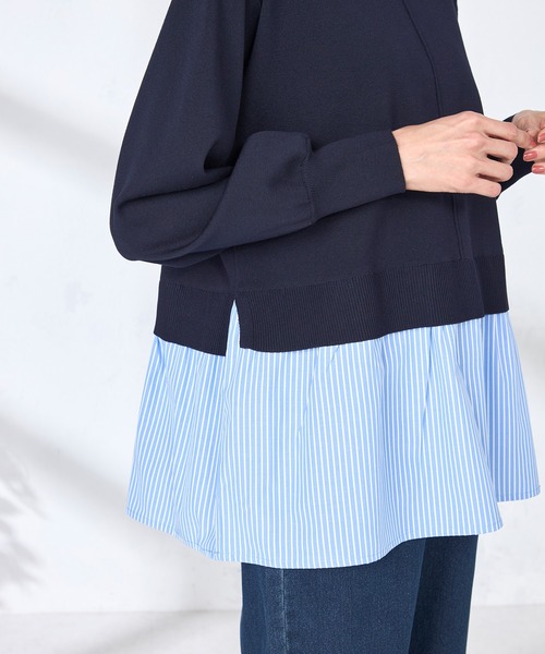 GALLORIA(ギャローリア)の「異素材レイヤード風ニット(ニット/セーター・レディース・ネイビー/ライトグリーン・L/LL/M/S)」の9枚目の写真