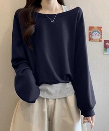 レイヤード風スウェットワンショルダー秋服