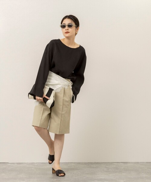 MAQWEL(マクウェル)の「《セットアップ対応》【MAQWEL/マクウェル】ウォッシャブルサテンTブラウス(シャツ/ブラウス・レディース・オフホワイト/ブラック・FREE)」の14枚目の写真