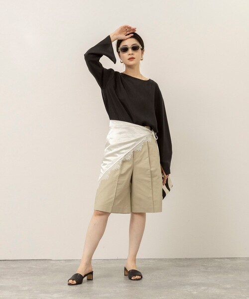 MAQWEL(マクウェル)の「《セットアップ対応》【MAQWEL/マクウェル】ウォッシャブルサテンTブラウス(シャツ/ブラウス・レディース・オフホワイト/ブラック・FREE)」の15枚目の写真