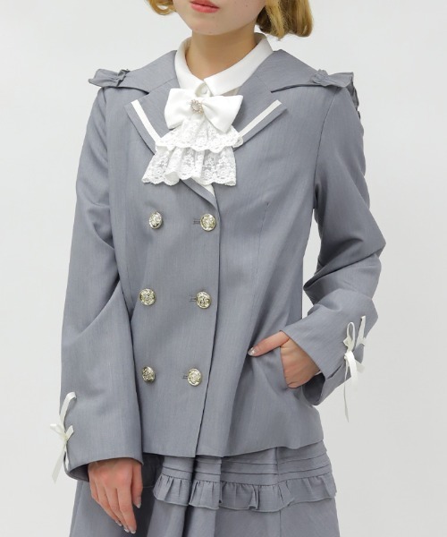 axes femme POETIQUE（アクシーズファムポエティック）の「Ｗ釦セーラージャケット（テーラードジャケット・レディース・ネイビー/グレー/グレイッシュベージュ・MEDIUM）」の11枚目の写真