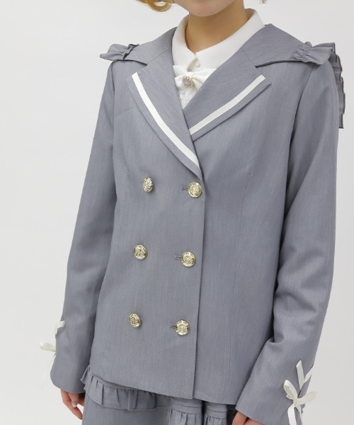 axes femme POETIQUE（アクシーズファムポエティック）の「Ｗ釦セーラージャケット（テーラードジャケット・レディース・ネイビー/グレー/グレイッシュベージュ・MEDIUM）」の12枚目の写真