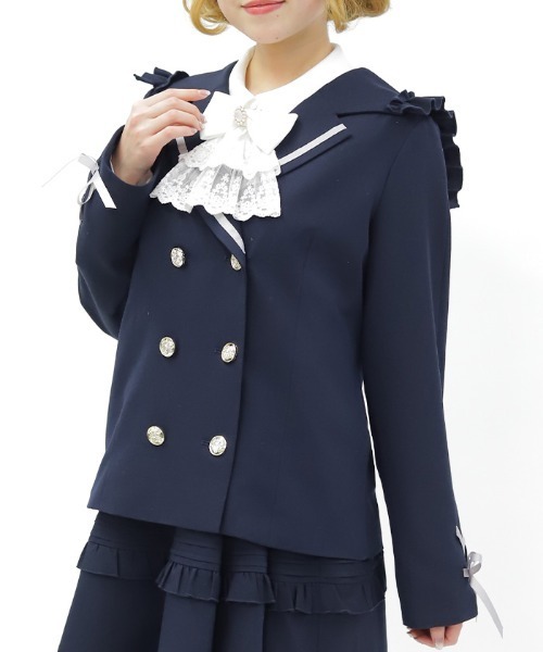 axes femme POETIQUE（アクシーズファムポエティック）の「Ｗ釦セーラージャケット（テーラードジャケット・レディース・ネイビー/グレー/グレイッシュベージュ・MEDIUM）」の14枚目の写真