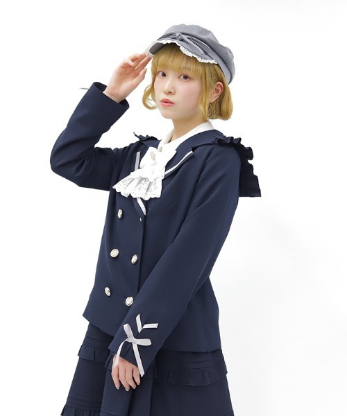 axes femme POETIQUE（アクシーズファムポエティック）の「Ｗ釦セーラージャケット（テーラードジャケット・レディース・ネイビー/グレー/グレイッシュベージュ・MEDIUM）」の18枚目の写真