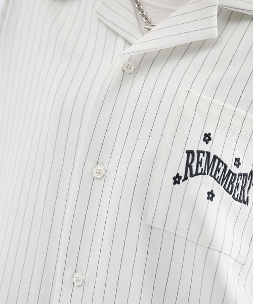 Remember.(リメンバー)の「フラワーボタンストライプ開襟シャツ / Flower Button Stripe Halfsleeve Shirt(シャツ/ブラウス・メンズ・ブラック/ブラウン/ホワイト・LARGE/MEDIUM)」の8枚目の写真
