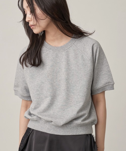 OFROOM(オフルーム)の「crop short sleeve sweat|クロップショートスリーブスウェット(スウェット・レディース・グレー/アイボリー/ネイビー・FREE)」の1枚目の写真