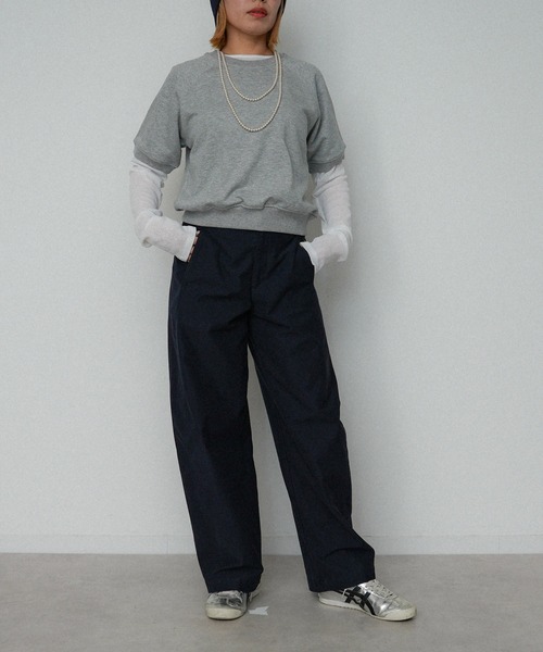 OFROOM(オフルーム)の「crop short sleeve sweat|クロップショートスリーブスウェット(スウェット・レディース・グレー/アイボリー/ネイビー・FREE)」の5枚目の写真
