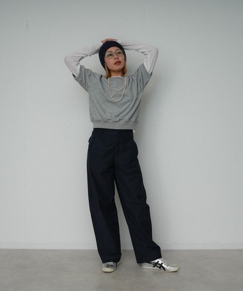 OFROOM(オフルーム)の「crop short sleeve sweat|クロップショートスリーブスウェット(スウェット・レディース・グレー/アイボリー/ネイビー・FREE)」の4枚目の写真