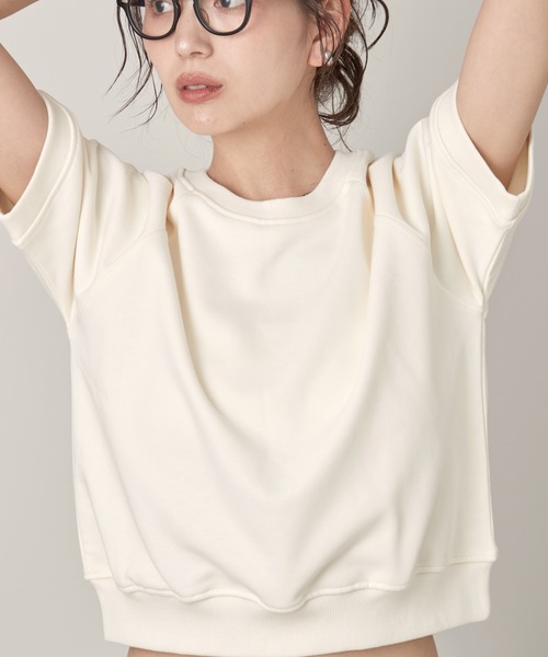 OFROOM(オフルーム)の「crop short sleeve sweat|クロップショートスリーブスウェット(スウェット・レディース・グレー/アイボリー/ネイビー・FREE)」の22枚目の写真