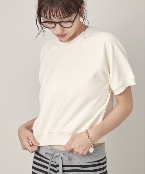 OFROOM(オフルーム)の「crop short sleeve sweat|クロップショートスリーブスウェット(スウェット・レディース・グレー/アイボリー/ネイビー・FREE)」の21枚目の写真