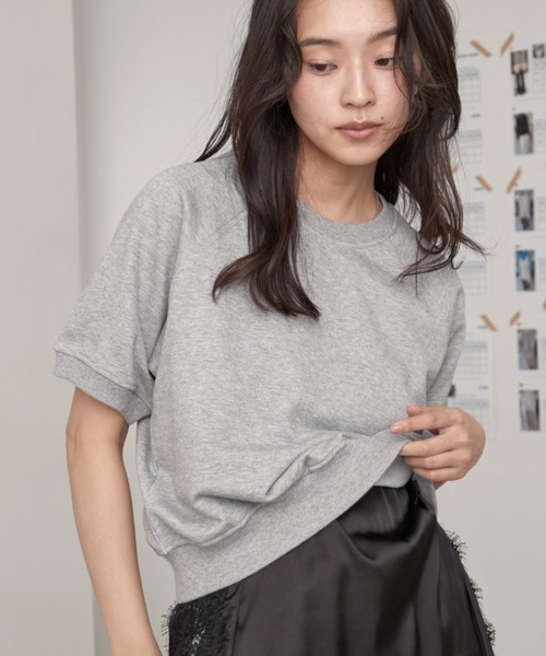 OFROOM(オフルーム)の「crop short sleeve sweat|クロップショートスリーブスウェット(スウェット・レディース・グレー/アイボリー/ネイビー・FREE)」の14枚目の写真