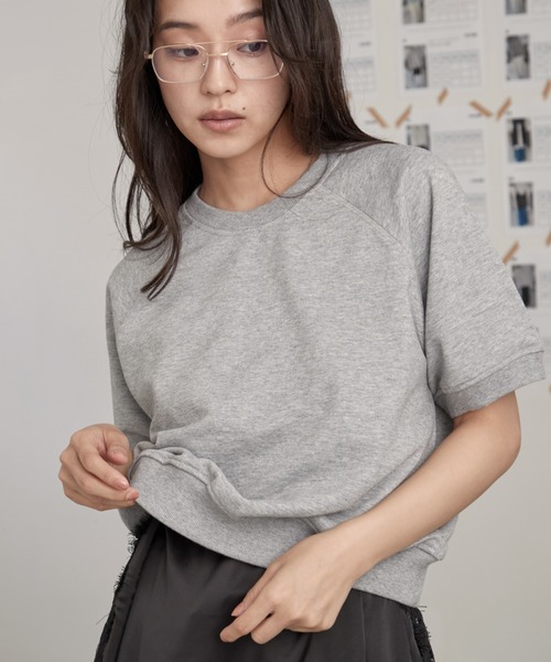 OFROOM(オフルーム)の「crop short sleeve sweat|クロップショートスリーブスウェット(スウェット・レディース・グレー/アイボリー/ネイビー・FREE)」の15枚目の写真