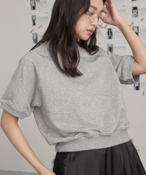 OFROOM(オフルーム)の「crop short sleeve sweat|クロップショートスリーブスウェット(スウェット・レディース・グレー/アイボリー/ネイビー・FREE)」の13枚目の写真