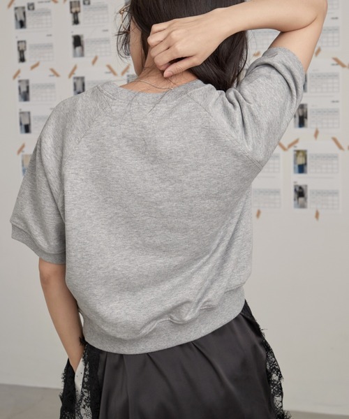 OFROOM(オフルーム)の「crop short sleeve sweat|クロップショートスリーブスウェット(スウェット・レディース・グレー/アイボリー/ネイビー・FREE)」の18枚目の写真