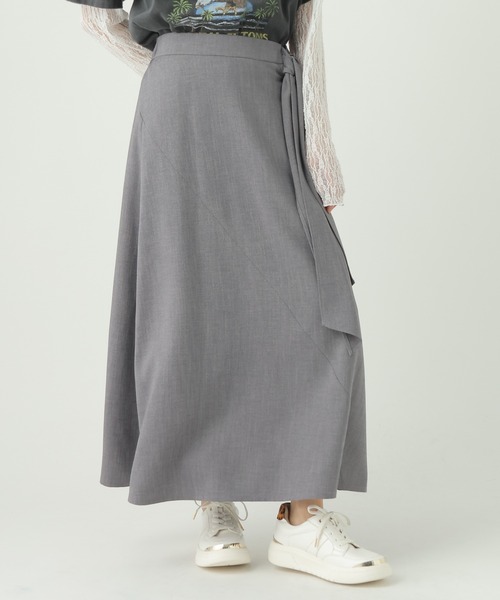 Elura（エルーラ）の「麻調ツイルタイスカート/656568（スカート・レディース・グレー/ベージュ・MEDIUM/SMALL）」の2枚目の写真
