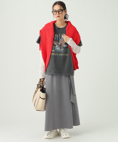 Elura（エルーラ）の「麻調ツイルタイスカート/656568（スカート・レディース・グレー/ベージュ・MEDIUM/SMALL）」の10枚目の写真