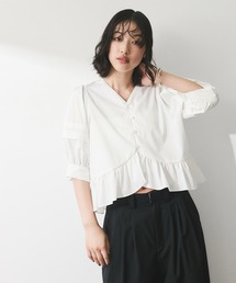 パフスリーブ」に該当するトップス（ホワイト/白色系）ファッション