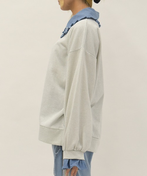 axes femme（アクシーズファム）の「デニム襟ラメ裏毛トレーナー（Tシャツ/カットソー・レディース・グレー/ホワイト/ピンク・FREE）」の18枚目の写真