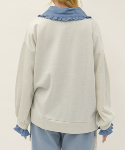 axes femme（アクシーズファム）の「デニム襟ラメ裏毛トレーナー（Tシャツ/カットソー・レディース・グレー/ホワイト/ピンク・FREE）」の19枚目の写真