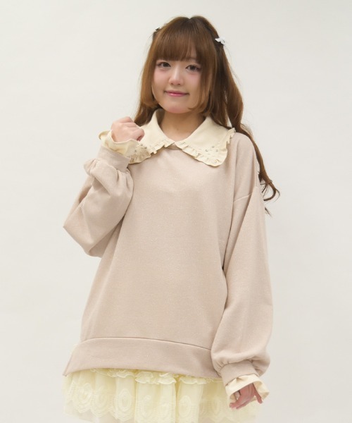 axes femme（アクシーズファム）の「デニム襟ラメ裏毛トレーナー（Tシャツ/カットソー・レディース・グレー/ホワイト/ピンク・FREE）」の22枚目の写真