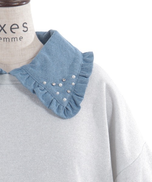 axes femme（アクシーズファム）の「デニム襟ラメ裏毛トレーナー（Tシャツ/カットソー・レディース・グレー/ホワイト/ピンク・FREE）」の6枚目の写真