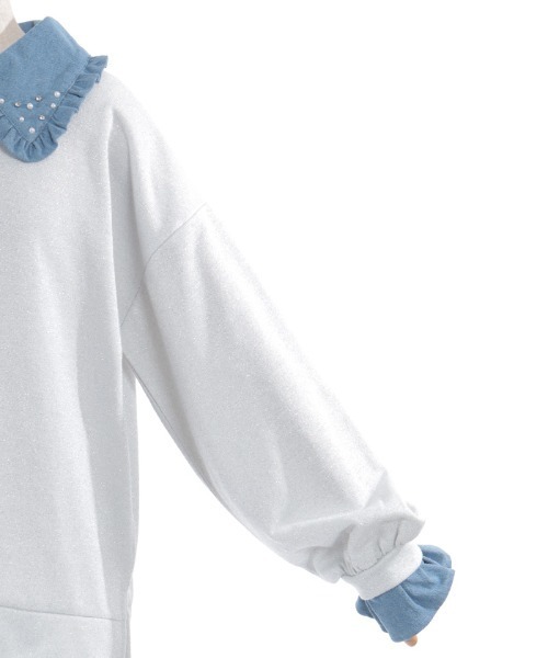 axes femme（アクシーズファム）の「デニム襟ラメ裏毛トレーナー（Tシャツ/カットソー・レディース・グレー/ホワイト/ピンク・FREE）」の8枚目の写真