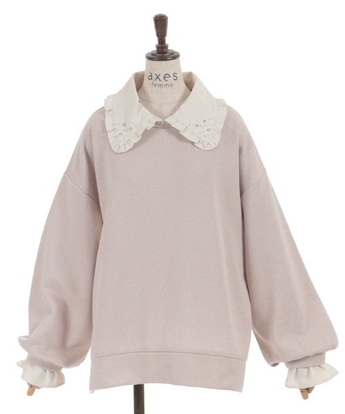 axes femme（アクシーズファム）の「デニム襟ラメ裏毛トレーナー（Tシャツ/カットソー・レディース・グレー/ホワイト/ピンク・FREE）」の9枚目の写真