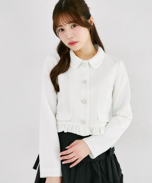 Suyunn(スユン)の「2WAYリボン付きツイードフリルショートジャケット(その他アウター・レディース・ブルー/ホワイト・M)」の10枚目の写真