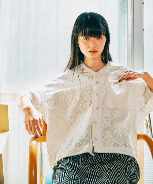 niko and...（ニコアンド）の「イージーケア柄ロングスリーブシャツ（シャツ/ブラウス）」 - WEAR こんぶ様 専用 3点ニコアンド  nikoand…  生成りのロングシャツ