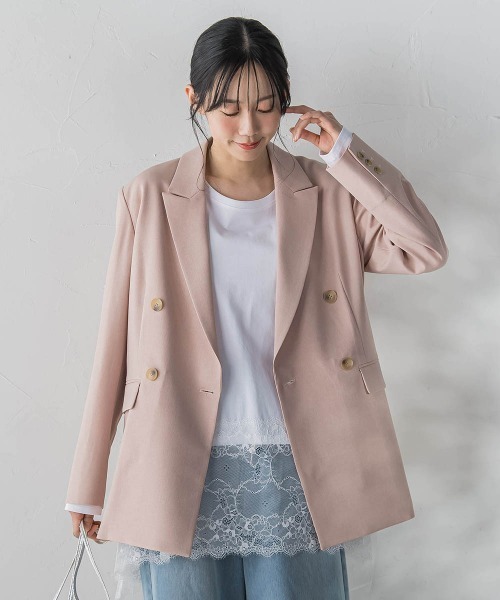 Droite lautreamont（ドロワットロートレアモン）の「ReflexポリエステルCANAPAジャケット（テーラードジャケット・レディース・ピンク/ベージュ・M）」の4枚目の写真