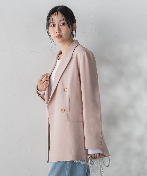 Droite lautreamont（ドロワットロートレアモン）の「ReflexポリエステルCANAPAジャケット（テーラードジャケット・レディース・ピンク/ベージュ・M）」の7枚目の写真