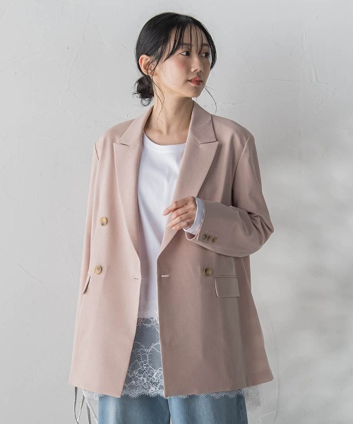 Droite lautreamont（ドロワットロートレアモン）の「ReflexポリエステルCANAPAジャケット（テーラードジャケット・レディース・ピンク/ベージュ・M）」の5枚目の写真