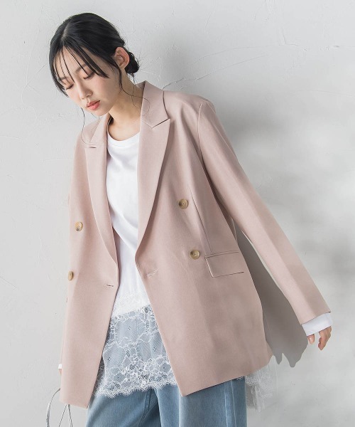 Droite lautreamont（ドロワットロートレアモン）の「ReflexポリエステルCANAPAジャケット（テーラードジャケット・レディース・ピンク/ベージュ・M）」の6枚目の写真