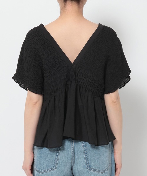 LOWRYS FARM(ローリーズファーム)の「ヨウリュウシャーリングショートフレンチスリーブ 661674(シャツ/ブラウス・レディース・ベージュ/ブラック/ブルー/アイボリー/ドット・FREE)」の8枚目の写真