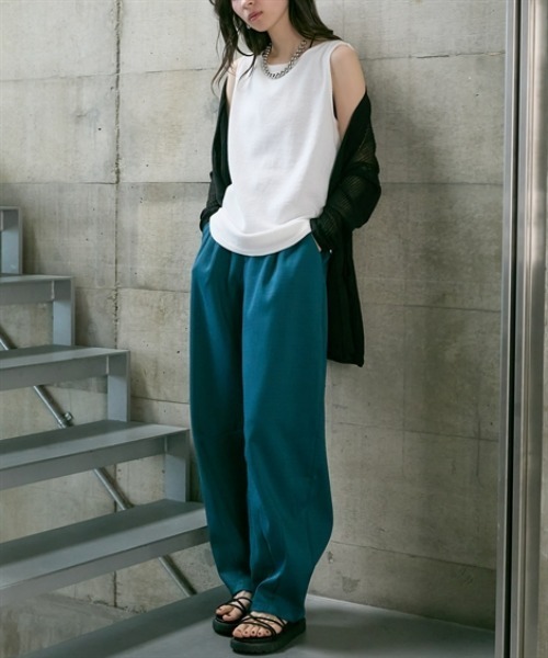 Soiunique（スワユニーク）の「麻調合繊ゆったりサイズカーブパンツ ［Soiunique］（その他パンツ・レディース・ブルーグリーン/ブラック・L～LL/M～Ｌ）」の3枚目の写真