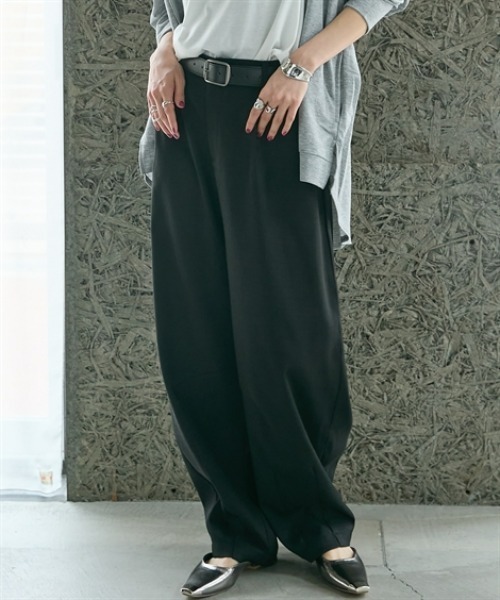 Soiunique（スワユニーク）の「麻調合繊ゆったりサイズカーブパンツ ［Soiunique］（その他パンツ・レディース・ブルーグリーン/ブラック・L～LL/M～Ｌ）」の8枚目の写真