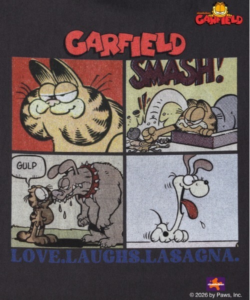Right-on（ライトオン）の「【GARFIELD】グラフィックプリントTシャツ (ヴィンテージ加工/バイオウォッシュ/ユーズド感)（Tシャツ/カットソー・メンズ・イエロー/ダークグレー/ホワイト・M/L/XL/S）」の5枚目の写真