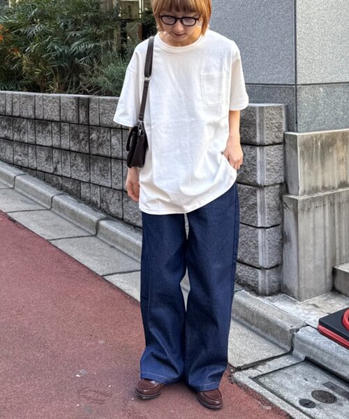 GEVACO（ゲバコ）の「【GEVACO/ゲバコ】ベーシックOE天竺ポケット刺繍Tシャツ（Tシャツ/カットソー・レディース・ホワイト/ネイビー/ミント・MEDIUM/LARGE）」の5枚目の写真