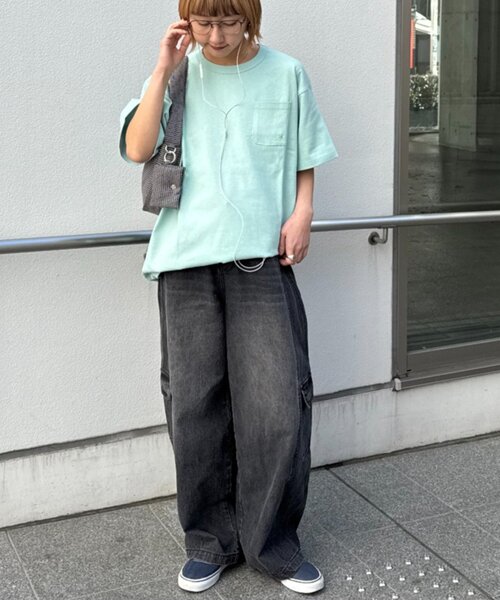 GEVACO（ゲバコ）の「【GEVACO/ゲバコ】ベーシックOE天竺ポケット刺繍Tシャツ（Tシャツ/カットソー・レディース・ホワイト/ネイビー/ミント・MEDIUM/LARGE）」の6枚目の写真